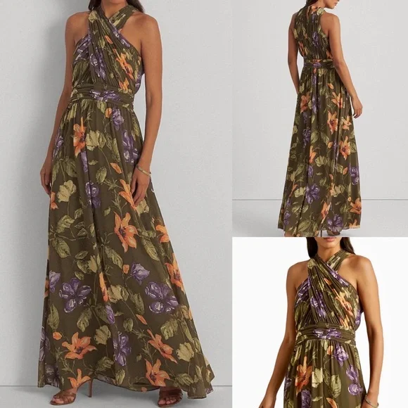 sachin and babi light blue dress Floral Cotton Halter-Tie Dress
